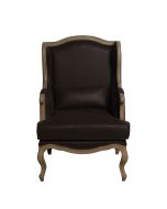 Fauteuil bergère en cuir synthétique chocolat - Césarine