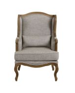 Fauteuil en tissu losange gris et frêne massif - Césarine