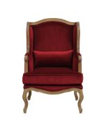 Fauteuil bergère en tissu velours lie de vin - Césarine