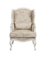 Fauteuil bergère en hévéa blanc et tissu paradisier - Césarine