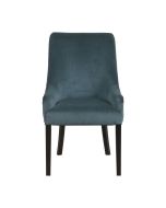 Fauteuil de table en hévéa et tissu velours vert bleuté - Jude