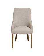 Fauteuil de table en frêne et tissu lin beige - Jude