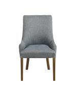 Fauteuil de table en tissu bleu chambray et frêne massif - Jude