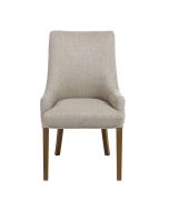 Fauteuil de table en tissu mastic grisé et frêne massif - Jude