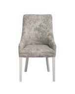 Fauteuil de table en tissu toile de Jouy bleu gris - Jude