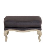 Pouf en hévéa massif château et tissu anthracite - Hector