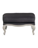 Pouf en hévéa massif château gris et tissu anthracite - Hector