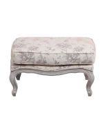 Pouf en hévéa massif et tissu Fleurs opaline - Hector