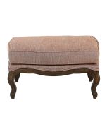 Pouf en tissu orange briqué et frêne massif - Hector