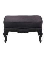 Pouf en hévéa massif noir et tissu Anthracite - Hector