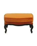 Pouf en hévéa massif et tissu velours safran - Hector