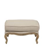 Pouf en frêne massif et tissu beige - Hector