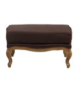 Pouf en frêne massif et cuir synthétique chocolat - Hector