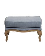 Pouf en frêne massif et tissu effet velours bleu gris - Hector