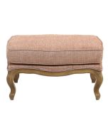 Pouf en frêne massif et tissu orange briqué - Hector