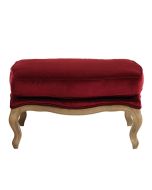 Pouf en frêne massif et velours lie de vin - Hector