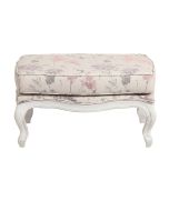 Pouf en hévéa massif et tisus fleurs opaline - Hector