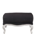 Pouf en hévéa massif blanc et tissu Anthracite - Hector