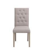 Chaise capitonnée en tissu beige et hévéa - Albane