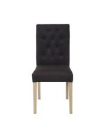 Chaise capitonnée en tissu gris et hévéa - Albane