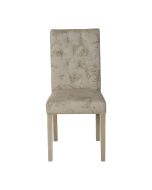 Chaise capitonnée en tissu paradisier et bois blanc - Albane