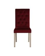 Chaise capitonnée en tissu velours lie de vin et hévéa - Albane