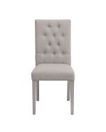 Chaise capitonnée en hévéa et tissu beige - Albane