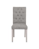 Chaise capitonnée en tissu gris chambray et hévéa - Albane