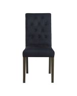 Chaise capitonnée en tissu gris anthracite et frêne - Albane