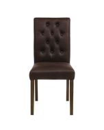 Chaise capitonnée en tissu marron et frêne - Albane