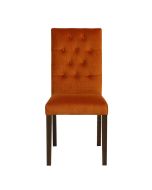 Chaise capitonnée en tissu orange et frêne - Albane