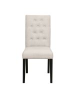 Chaise capitonnée en tissu beige - Albane