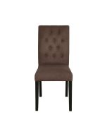 Chaise capitonnée en tissu marron et hévéa - Albane