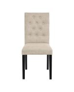 Chaise capitonnée en tissu mastic grisé - Albane