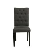 Chaise capitonnée en tissu noir et hévéa - Albane