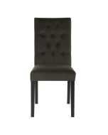 Chaise capitonnée en tissu velours kaki et hévéa - Albane