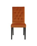 Chaise capitonnée en tissu velours safran et hévéa - Albane