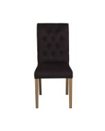 Chaise capitonnée en tissu gris anthracite - Albane