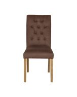 Chaise capitonnée en tissu marron - Albane