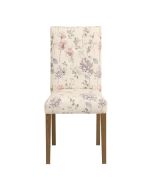 Chaise capitonnée en tissu fleurs opaline - Albane