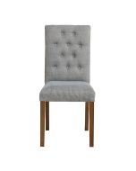 Chaise capitonnée en tissu bleu chambray - Albane