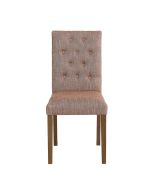 Chaise capitonnée en tissu orange et frêne finition chêne - Albane