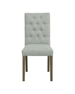 Chaise capitonnée en tissu mastic grisé et frêne - Albane