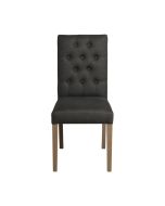 Chaise capitonnée en tissu noir - Albane