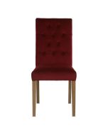 Chaise capitonnée en tissu velours lie de vin - Albane