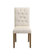 Chaise capitonnée en tissu beige et frêne - Albane