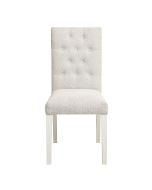 Chaise capitonnée en tissu blanc et hévéa - Albane