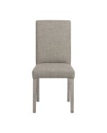 Chaise en hévéa massif et tissu losange gris - Romane