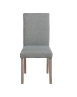 Chaise en hévéa massif et tissu bleu chambray - Romane