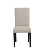 Chaise en hévéa massif et tissu mastic grisé- Romane